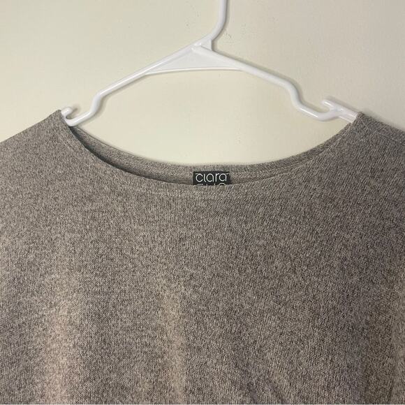 Clara Sun Woo Ruched Side Grey Long Sleeve Sweater Size Large - Picture 6 of 8